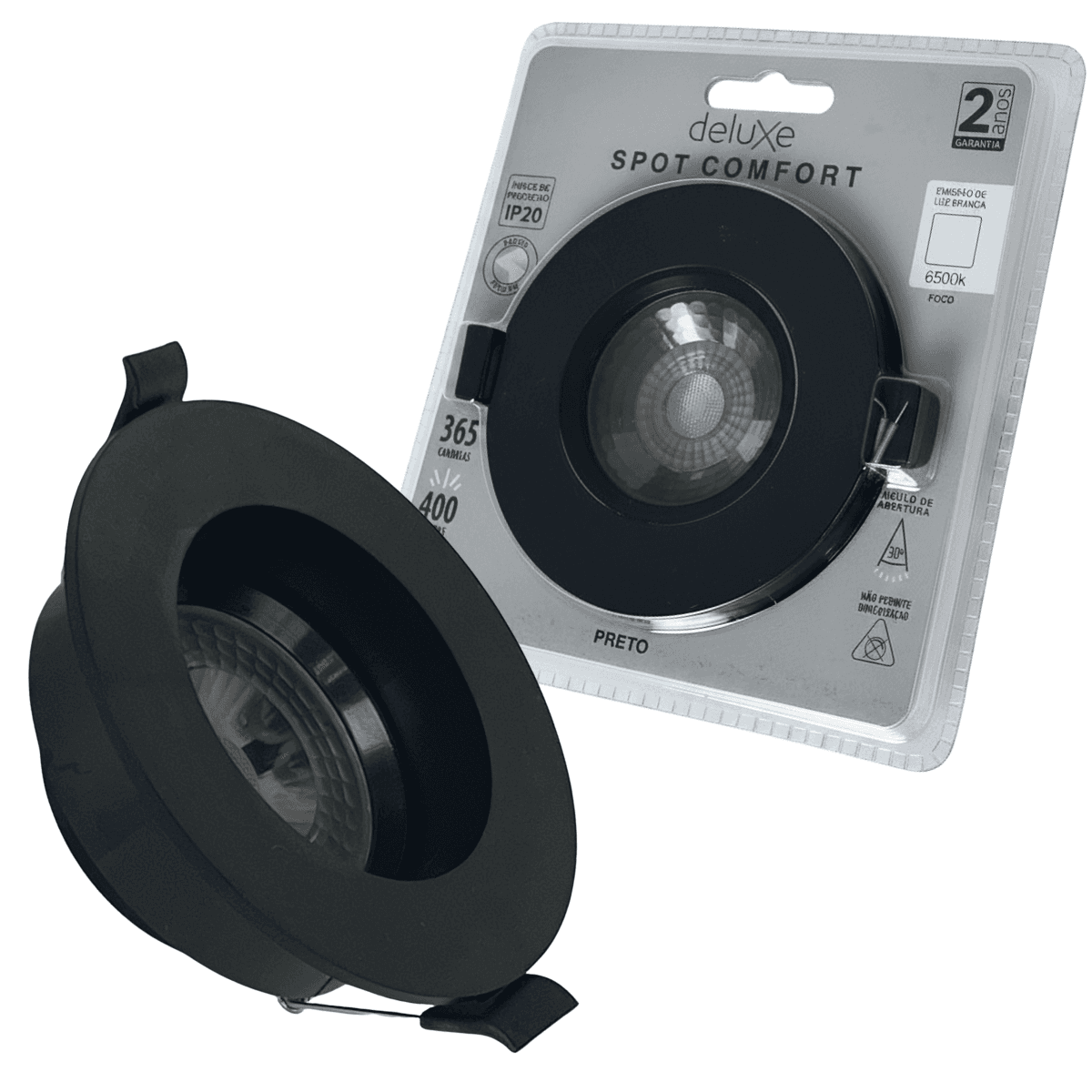 Spot Redondo Comfort Embutir 5W 6500K Preto