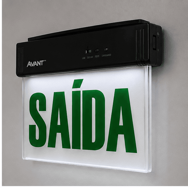 Luminária de Emergência Saída 2L 1W Preto
