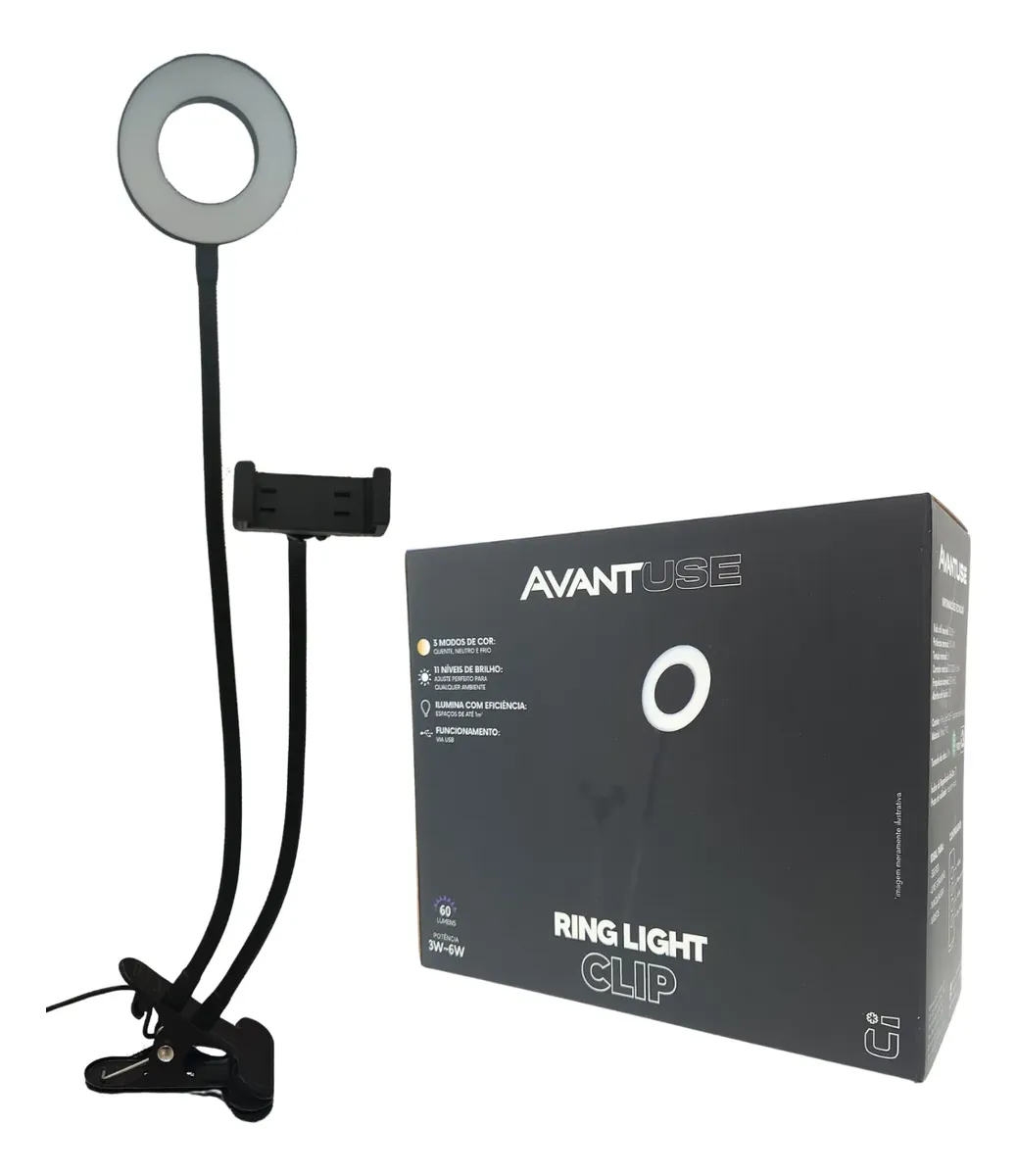 Ring Light Clip 3W/6W USB 3 em 1