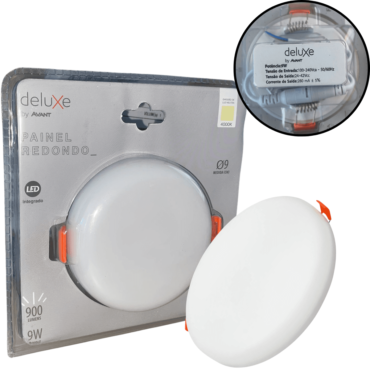 Painel Flat Redondo Embutir 9W - 4000K