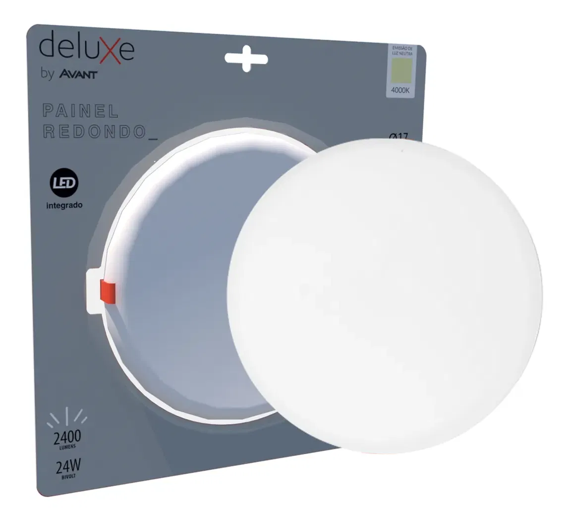 Painel Flat Redondo Embutir 24W - 4000K